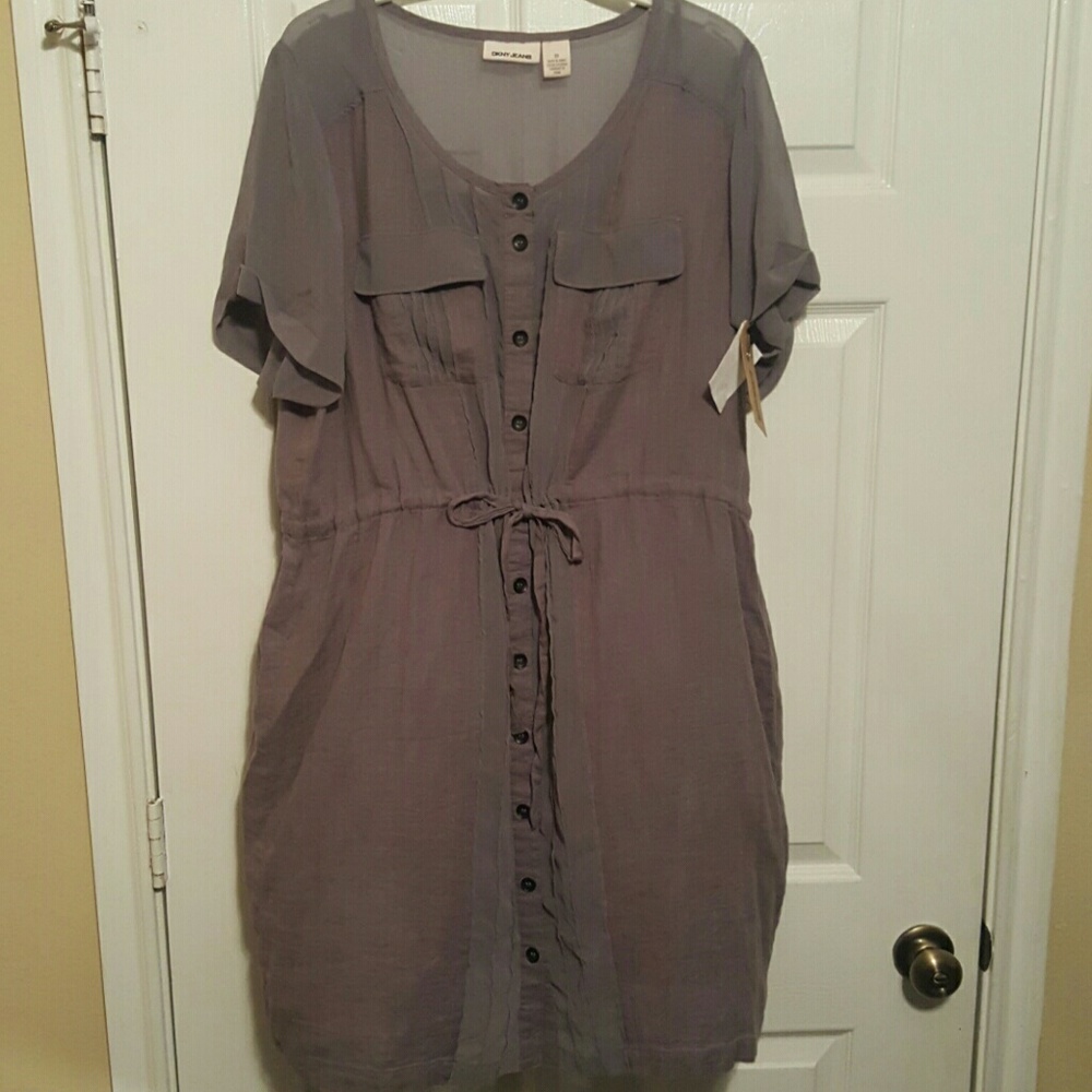 20W Gray NWT DKNY linen dress #70